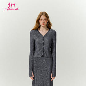 FTT Flythetruth谜境 高级感银丝垫肩外套女秋季韩系显瘦打底开衫