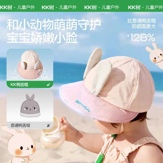 立减5【KK树婴儿遮阳帽子防紫外线】男孩女宝宝鸭舌帽防晒透气大帽檐太阳帽小动物软檐鸭舌帽#异业福利 商品图2