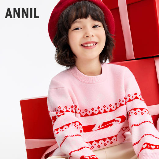 男女童圆领长袖针织衫春季新款安奈儿童装EM614695 商品图2