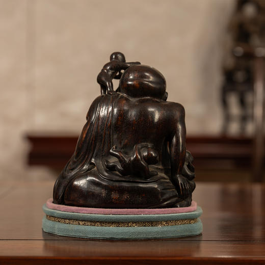 清	紫檀木雕五子登科童子戏弥勒摆件 商品图4