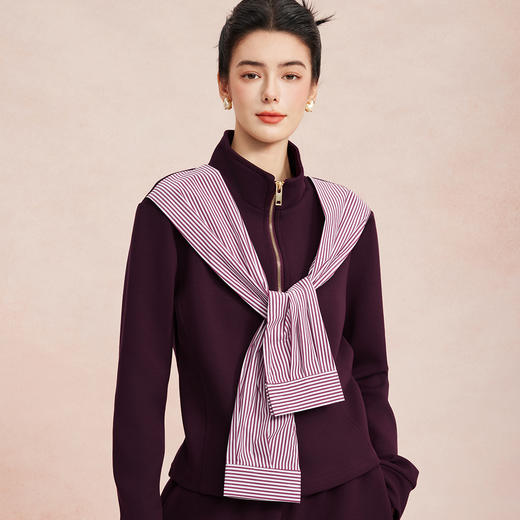 RE101斯尔丽26新款休闲时尚舒适好穿套装拉链上衣+直腿裤套装 商品图4