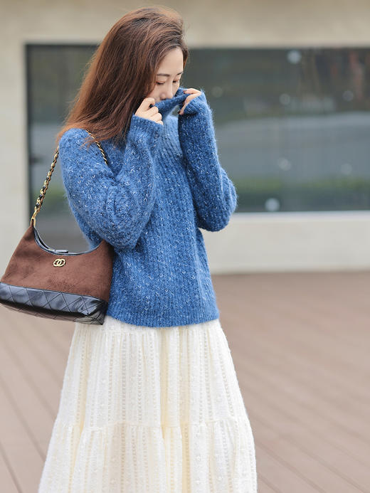 【百图lulu定制】【绒感蛋糕裙】 法式高腰蕾丝半身裙  优雅中长裙蛋糕裙 商品图1