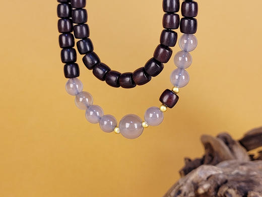 小叶紫檀灰玛瑙手串3圈5mm桶珠 商品图3