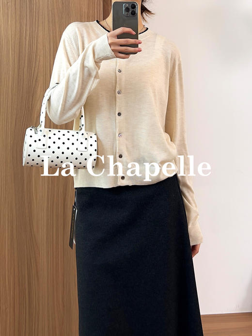 拉夏贝尔/La Chapelle圆领花边针织衫！气质温柔百搭假两件针织开衫 商品图6