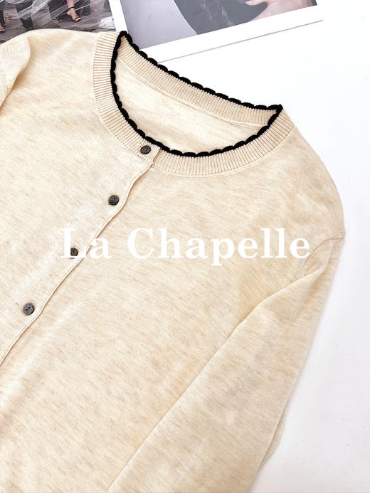 拉夏贝尔/La Chapelle圆领花边针织衫！气质温柔百搭假两件针织开衫 商品图7