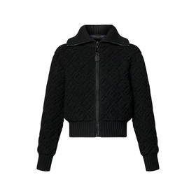 L-S 老花针织黑拉链开衫