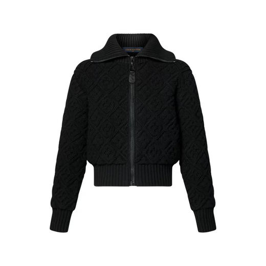 L-S 老花针织黑拉链开衫 商品图0