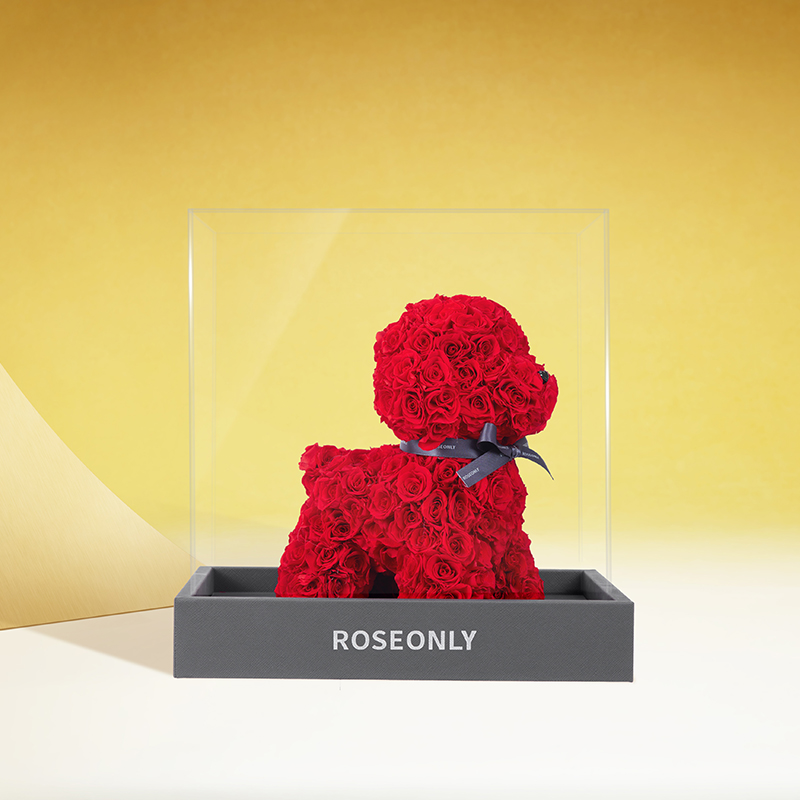 【告白推荐】ROSEONLY诺誓 高端定制 永生玫瑰 玫瑰公仔 玫瑰守爱狗 20cm 定制款 送女友爱人礼物