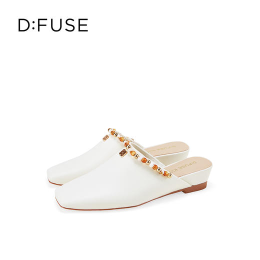 Dfuse迪芙斯2026春季新款时尚羊皮方头串珠穆勒拖鞋平底穆勒鞋单鞋DFE1110055 商品图7