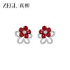 ZEGL日韩安可拉红花瓣耳钉女S925银针气质耳环独特轻奢红色耳饰 商品缩略图1