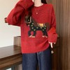 富比羊新年小马羊毛衣 绵羊毛混纺亲肤软糯 新年限定本命红显白到发光 宽松套头版型不挑身材显瘦显气质 商品缩略图8