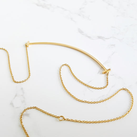 【95新】Tiffany & Co.蒂芙尼Tiffany T 系列大号18K黄金Smile笑脸项链链长约45cm女士 251225TJ03 商品图4