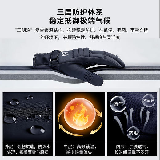 【新品】雪卫冬季手套防风防水防雪（粉丝购，送8字扣和防丢绳） 商品图7