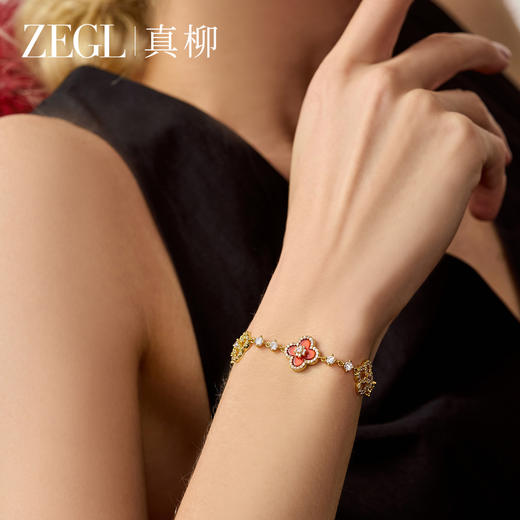 ZEGL红玛瑙四叶花手链女轻奢小众精致手串时尚手饰品新款送闺蜜礼 商品图2