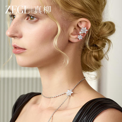 ZEGL冰凌系列雪花耳夹女轻奢精致珍珠耳骨夹小众高级感无耳洞耳饰 商品图0