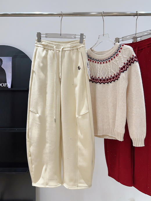 新年战裤刺绣小马Bling烫钻加绒镰刀卫裤 商品图12