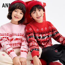 男女童圆领长袖针织衫春季新款安奈儿童装EM614695