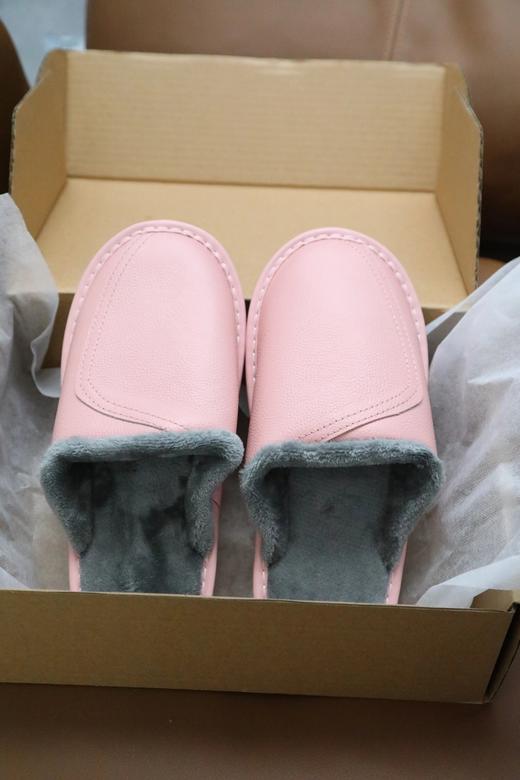 【头层牛皮 高密法兰绒保暖】冬季拖鞋男女款（B032603） 商品图6