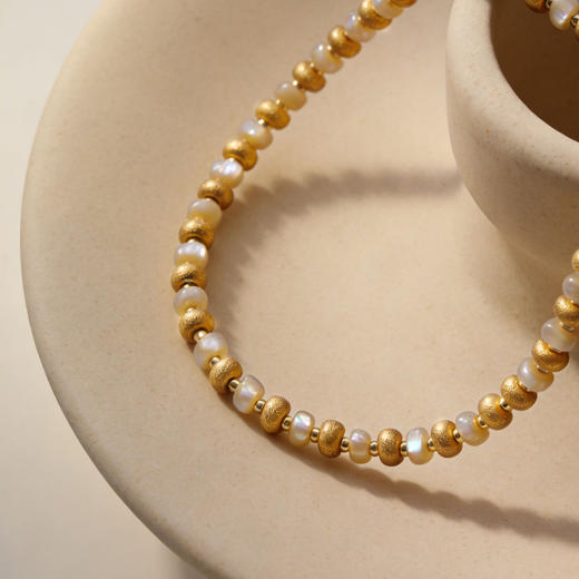 Manreya玛芮雅项链金玉生辉贝母项链手链套装日常通勤金色锁骨链|铜镀金贝母 商品图1