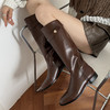 2026新款粗跟厚底中长筒骑士靴女秋冬高筒长靴一脚蹬骑士靴 商品缩略图2