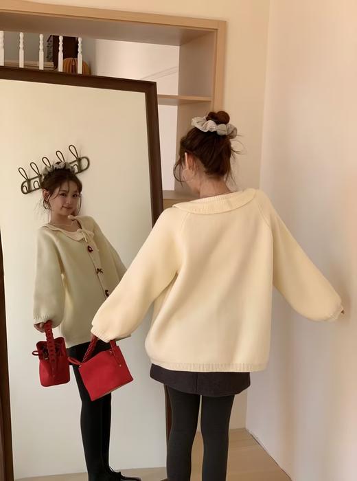 甜美荷叶边系带开衫毛衣-纪念日百货门店同款168898504 商品图2