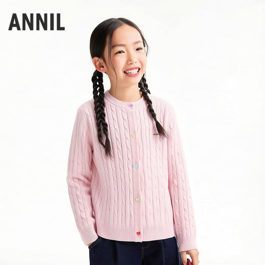 男女童圆领长袖针织衫春季新款安奈儿童装EM614686 商品图2