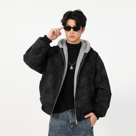 男款冬季加绒连帽毛边夹棉外套-纪念日百货门店同款168194128