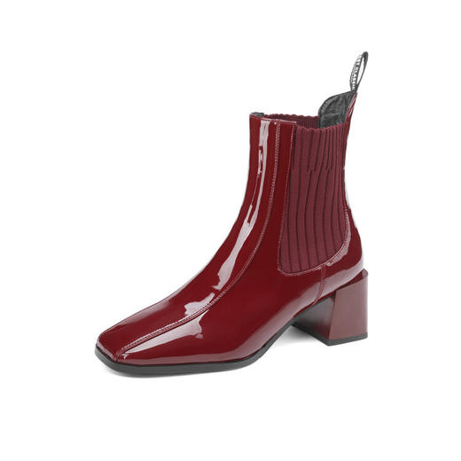 【预售5天】法式方头粗跟马丁靴女短靴加绒切尔西靴拼接针织踝靴NJMK&K306A 商品图4