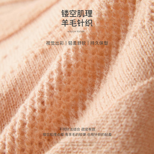 三彩独醒2026春季新款镂空提花针织衫圆领毛衫宽松长袖套头罩衫F 商品图4
