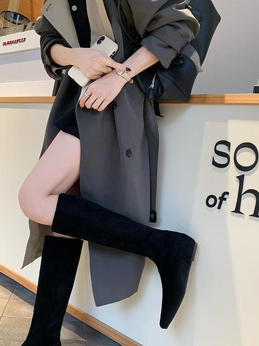 水煮牛皮内增高长筒显瘦妖精靴骑士靴 商品图11