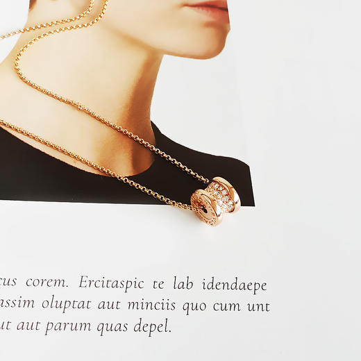 【95新】BVLGARI宝格丽B.zero1系列35111618K玫瑰金满钻小蛮腰弹簧项链链长约44cm女士 281225AK45 商品图1