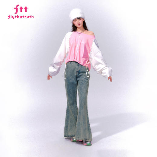 FTT Flythetruth  甜蜜暴击 美式撞色圆领卫衣女秋季百搭宽松上衣 商品图1
