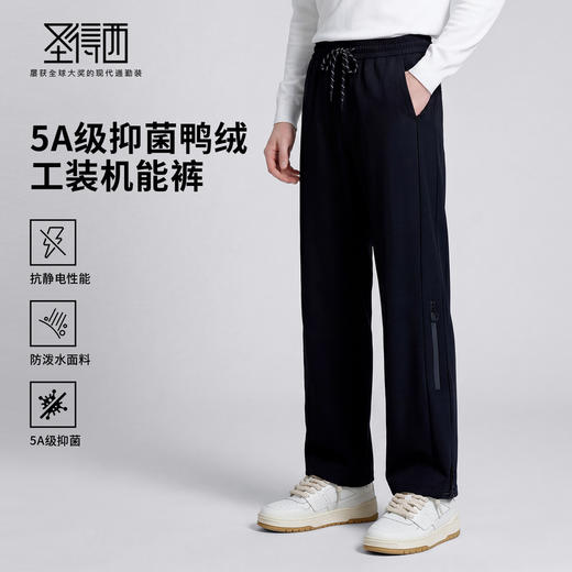 【抗静电&防水&抑菌】圣得西2025年秋冬季男款青年松紧工装羽绒裤 商品图0