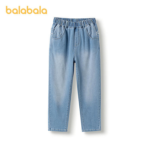 巴拉巴拉女童牛仔裤春装儿童萝卜裤中大童蝴蝶结长裤甜美时尚潮 商品图1