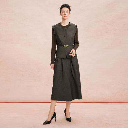 RE403斯尔丽26新款气质小香风圆领马甲搭配A型裙摆连衣裙免搭配套装 商品图8