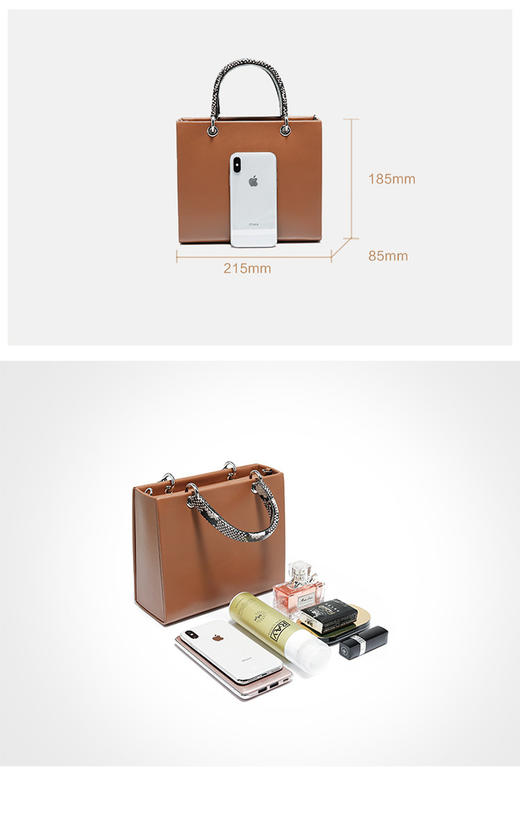 6972419490106 ① PACO GIL西班牙PG专柜 新品个性时尚蛇纹肩带手提单肩斜挎包  （长宽高）21.5*8.5*18cm 【有划痕，印痕】 商品图4