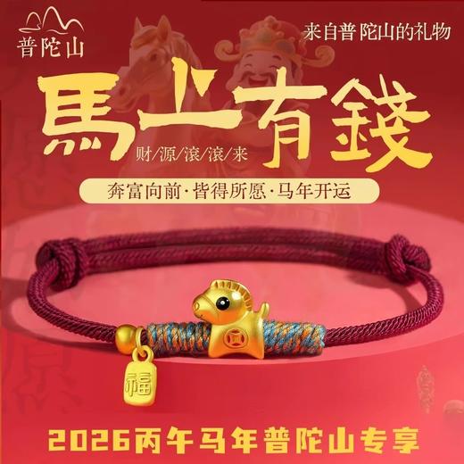 【普陀山官方正品】2026年马年马上有钱本命小马红绳 商品图4
