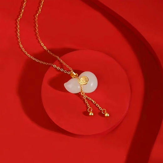 【福禄双全和田玉项链】天然老料吊坠 S925银镶玉石项链挂件男女款新年礼物 商品图1