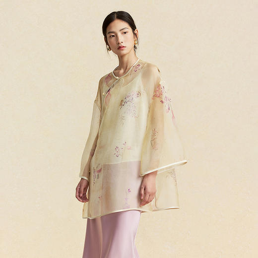 【林栖设计小店】卷草入画|桑蚕丝印花新中式仙气2026春新款真丝衫套组1961085 商品图1