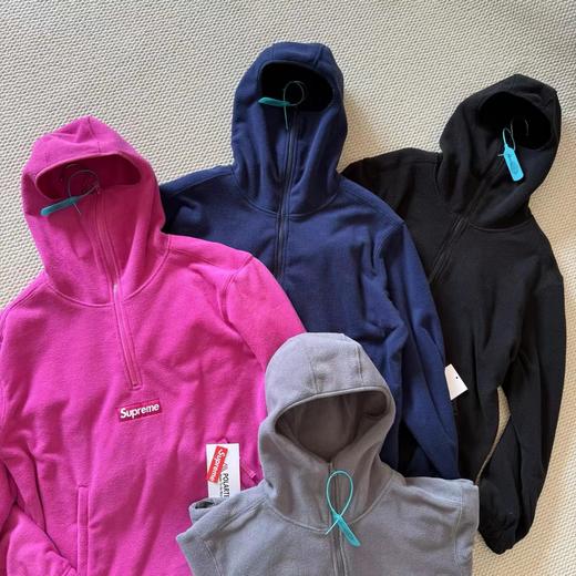 F010908联名款舒适时尚四色连帽半拉链抓绒卫衣男女同款 商品图3