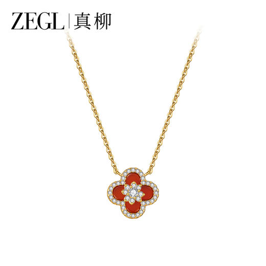 ZEGL四叶草项链高级感轻奢小众红玛瑙锁骨链女秋冬毛衣链吊坠饰品 商品图1
