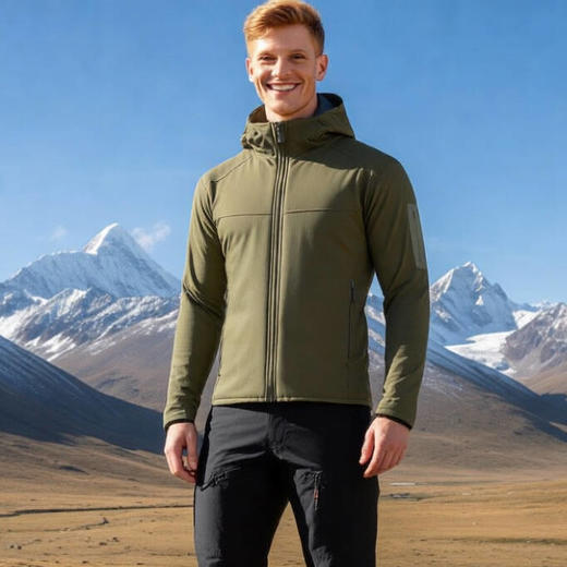 纳趣格绒弹力保暖速干运动外套连帽款加绒抓绒衣 商品图2