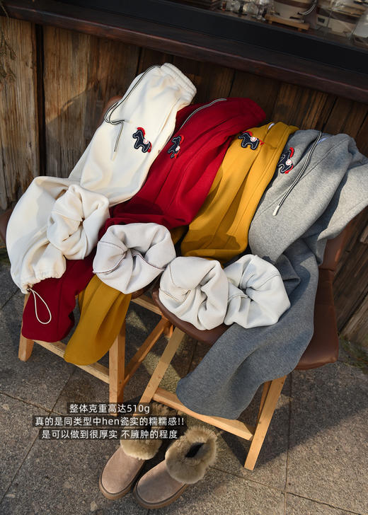 时髦精镰刀型加绒发财阔腿卫裤收口直筒两穿 商品图3