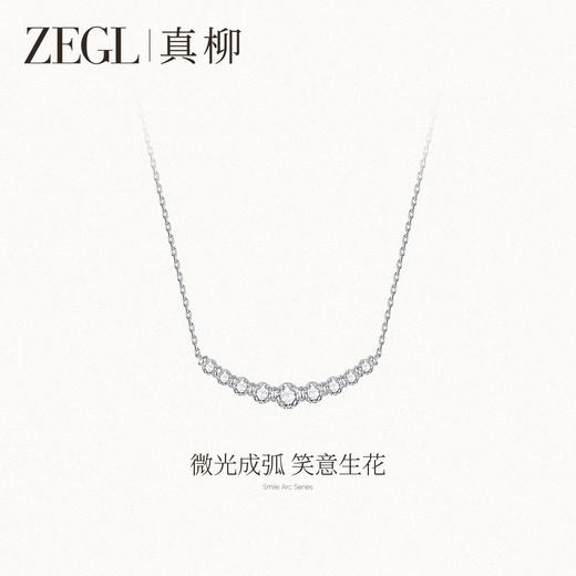 ZEGL微笑弧度系列银色项链女轻奢小众高级感锆石锁骨链百搭配饰品 商品图1
