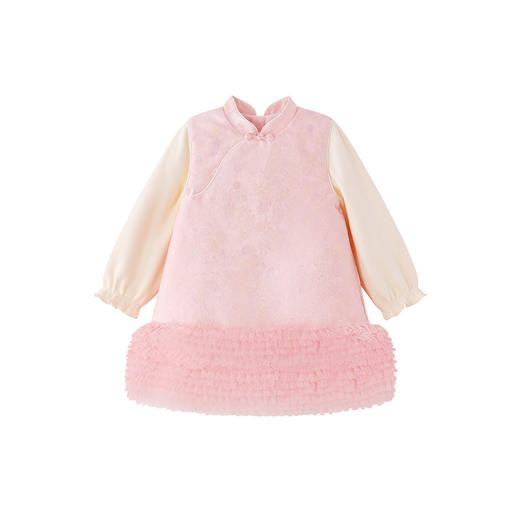 【商场同款】英氏儿童连衣裙女童秋冬新款长袖连衣裙浅粉色新中式公主裙拜年服 商品图4