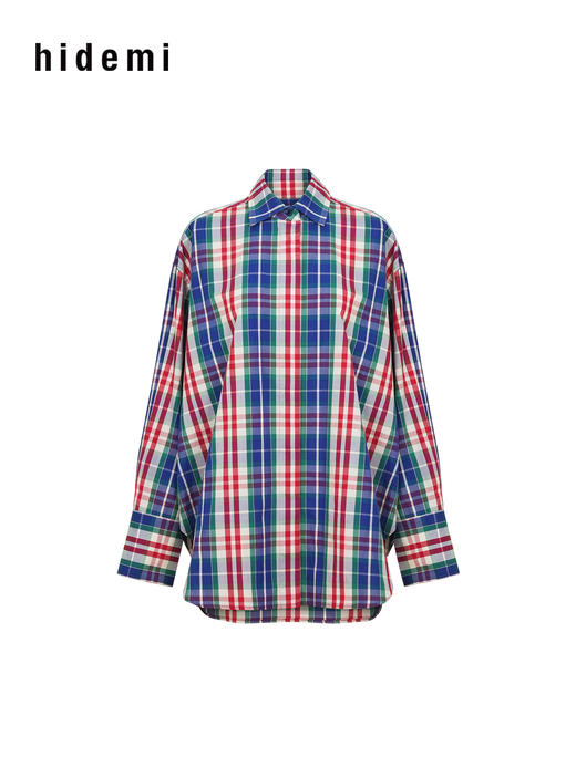 hidemi副线小h 小男孩色织格纹有机棉休闲宽松长袖衬衫外套长裤包方巾四件套 商品图11