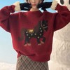 富比羊新年小马羊毛衣 绵羊毛混纺亲肤软糯 新年限定本命红显白到发光 宽松套头版型不挑身材显瘦显气质 商品缩略图0