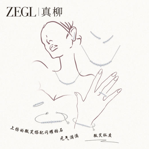ZEGL微笑弧度系列锆石素圈戒指女小众设计食指尾戒轻奢高级感指环 商品图4