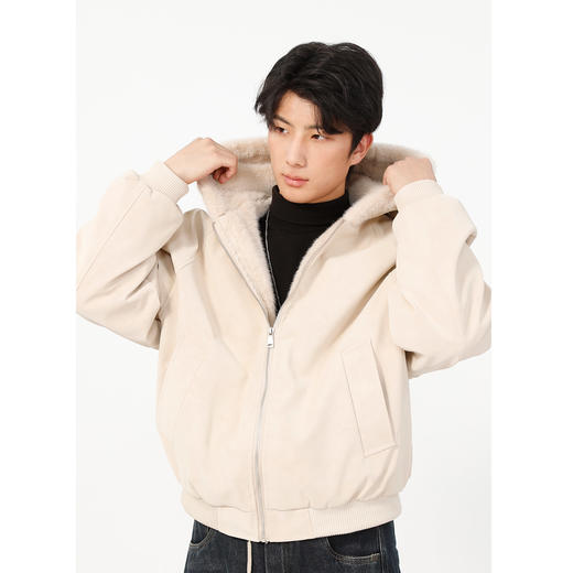 男款冬季加绒连帽毛边夹棉外套-纪念日百货门店同款168194128 商品图1