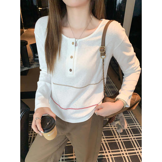 <曾小咸推荐>韩系简约风长袖t恤春季新款 商品图1